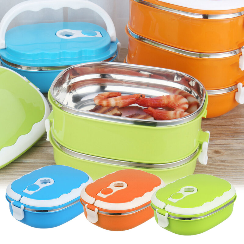New Lunch Box Bento Box for Student Office Worker Double-layer Microwave Heating Lunch Container Food Storage Container