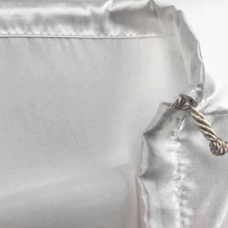 Bolsa blanca antipolvo con cordón, bolsa de almacenamiento ambiental personalizada, bolsa de almacenamiento de zapatos, seda satinada