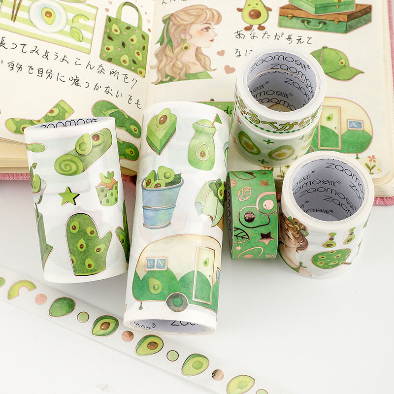 Avocado Girls Series kolaż taśma klejąca Washi taśma DIY do scrapbookingu etykieta samoprzylepna taśma maskująca dla majsterkowicza