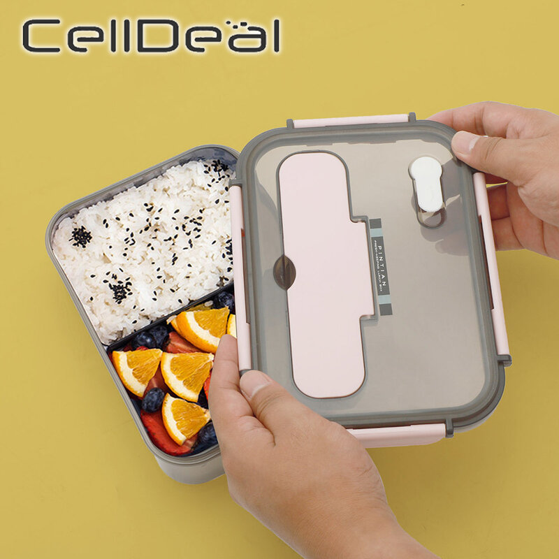 1100/1500ml caixa de almoço transparente para crianças recipiente de comida armazenamento isolado almoço recipiente bento japonês lanche café da manhã caixas