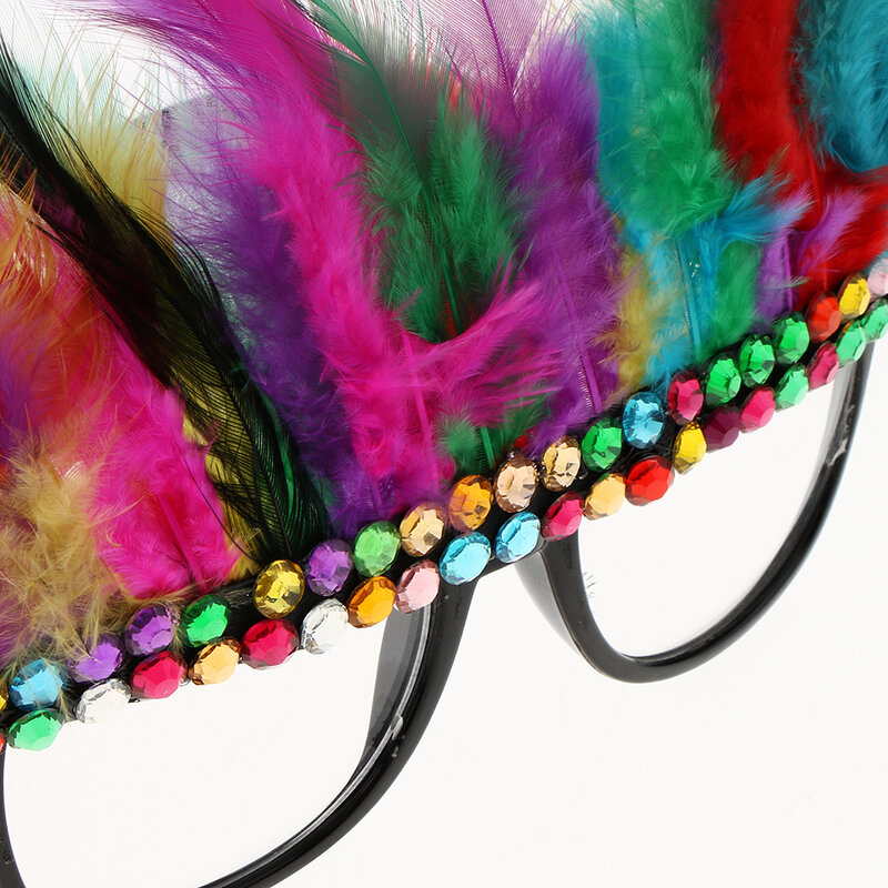 Kacamata Pesta Bulu Warna-warni Desain Ulang Tahun Aksesori Mainan