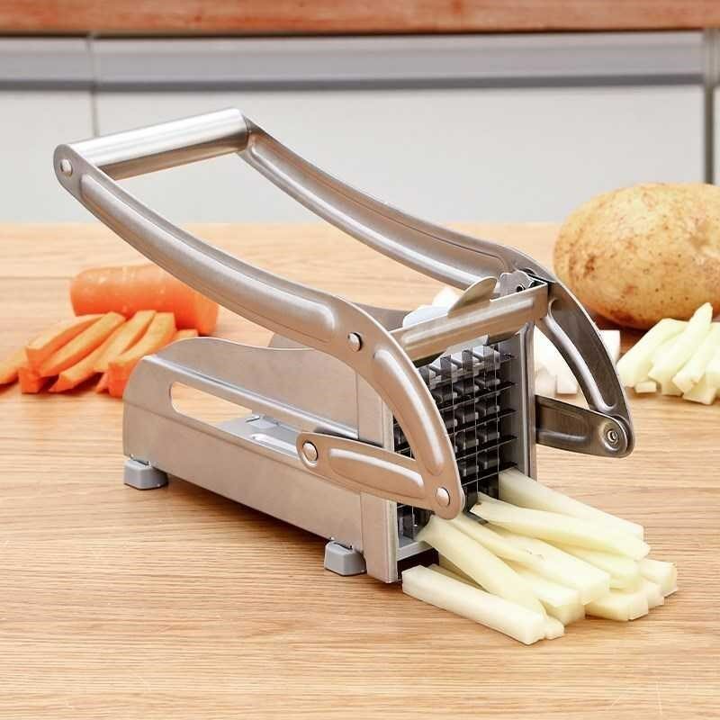 สแตนเลสสตีลคู่มือ Potato Cutter Shredder French Fries เครื่องตัดมันฝรั่ง Chips Maker เนื้อ Chopper ตัดเครื่องมือห้องครัว