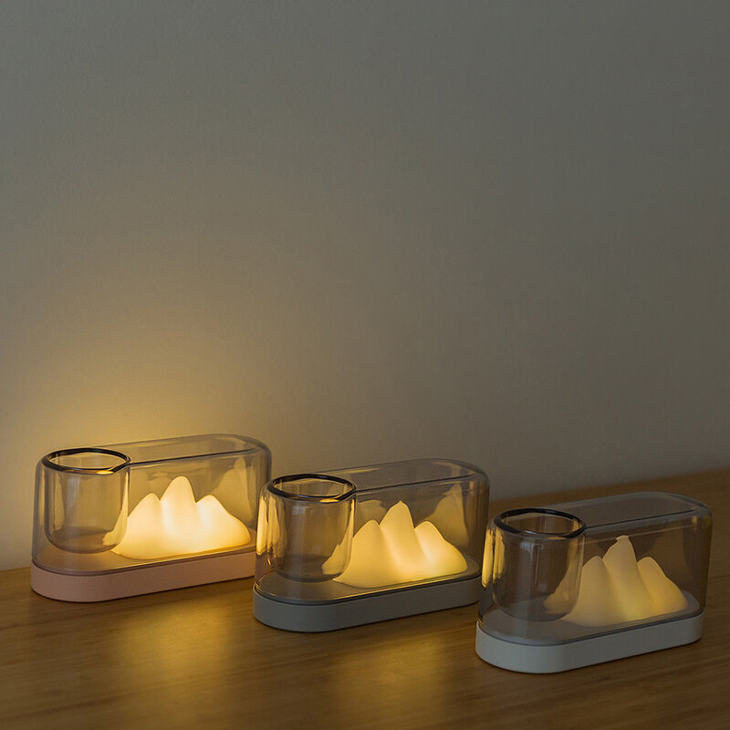 Lampu Gunung Thpensai, Lampu Malam Baca Desktop, Lampu Samping Tempat Tidur Usb Isi Ulang, Hadiah Natal LED Kreatif