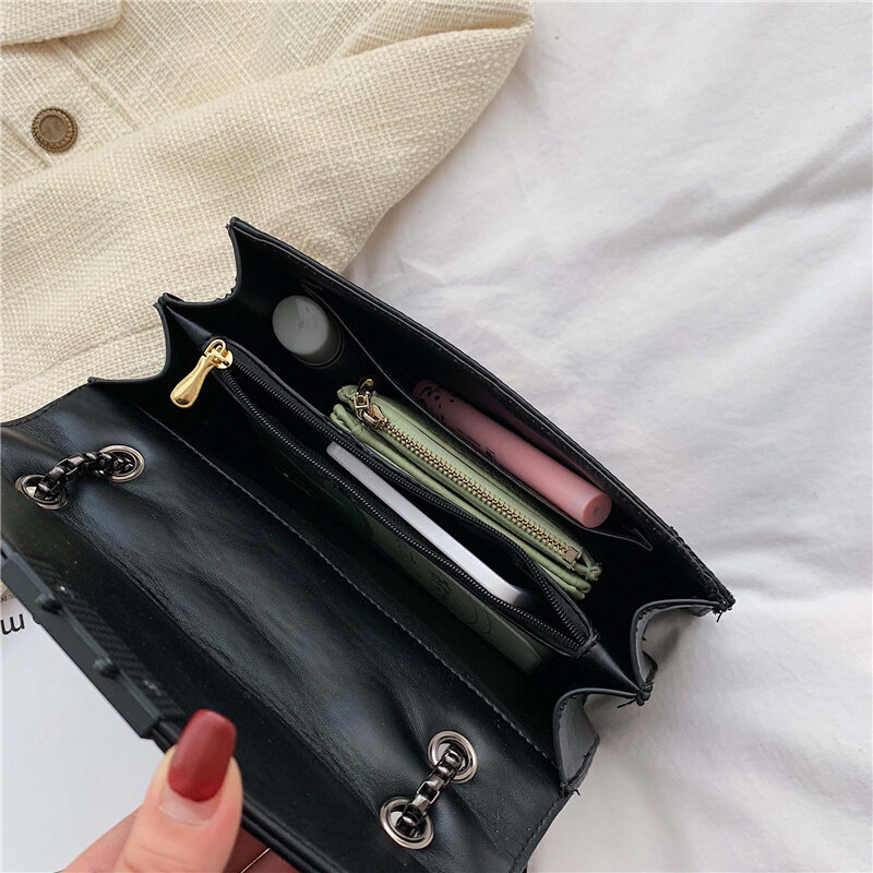 Rivet Chain Designer PU Leather Crossbody Bags For Women 2021 Simple Fashion Shoulder Bag Lady Luxury Small Handbags