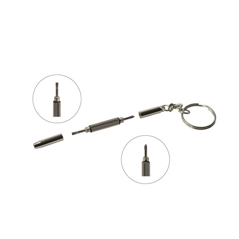 Mini chave de fenda de reparo de precisão 5 em 1, multifuncional portátil ótico/óculos de sol/jóias/relógios com chaveiro