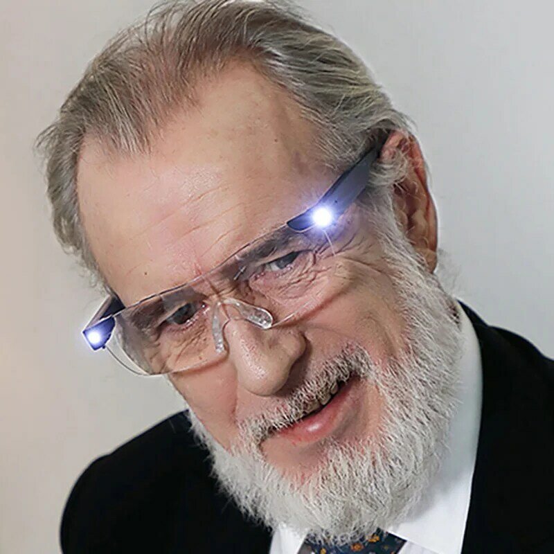 LED 시력 향상 돋보기, 밝은 안경, 160% 배율, USB 충전식 안경, 디옵터 돋보기, 1.6x