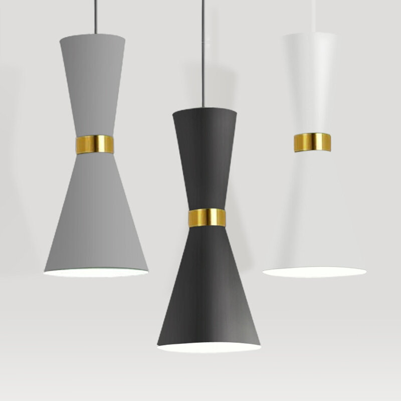 Nordic เรียบง่าย LED E27จี้แสง Modern Macaron แขวน Home Improvement เหล็กและไม้ตกแต่งโคมไฟ