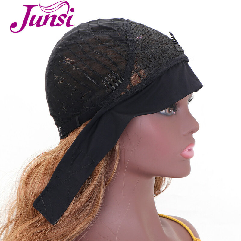 JUNSI-peluca sintética larga con diadema para mujeres negras, pelucas rubias negras naturales con diadema, cabello falso, envolturas para la cabeza hechas a máquina