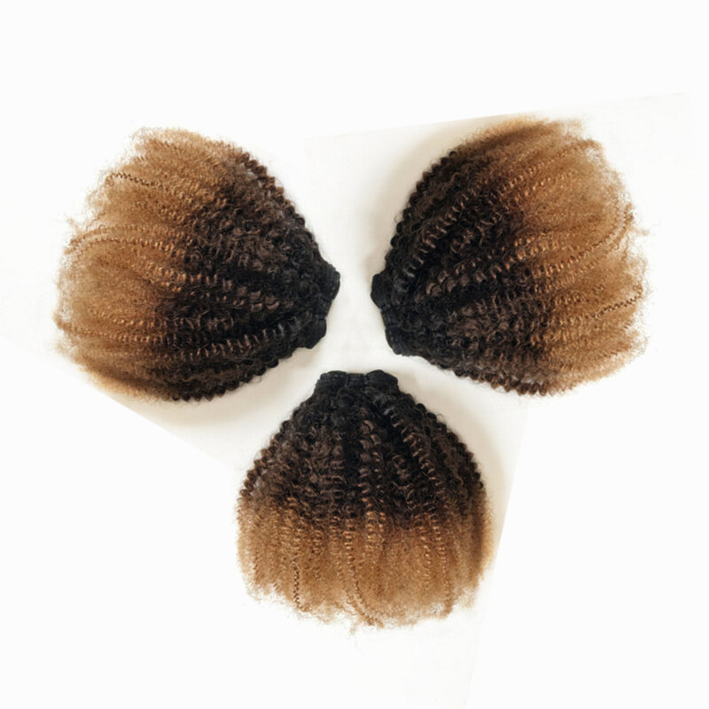 Auréola senhora beleza afro onda kinky extensões do cabelo humano ombre cor 1b/4/27 brasileiro remy cabelo tece para américa africana