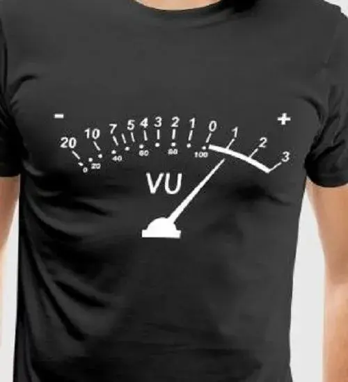 T-shirt avec règles analogiques, VU mètre, audio, vidéo, musique, geek nerd