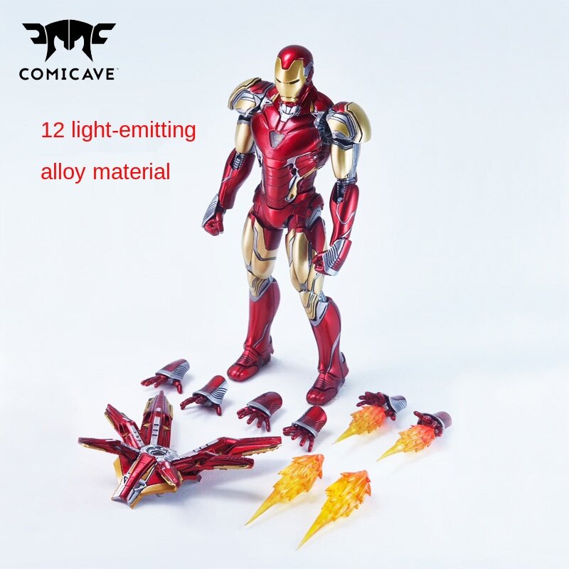 Anime Comicave1/12mk85 Iron Man modello in lega di metallo fatto a mano soldato mobile luminoso