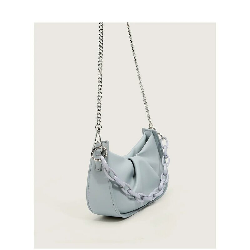 Folded Cloud Underarm Bag 2021 New Female Bag Soft Leather Wild Thick Chain Single Shoulder Messenger Bag