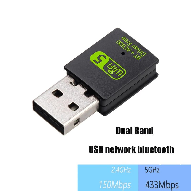 600Mbps USB واي فاي محول واي فاي بلوتوث متوافق 2in1 ثنائي النطاق 2.4G & 5GHz USB صغير واي فاي دونغل شبكة لاسلكية WLAN استقبال