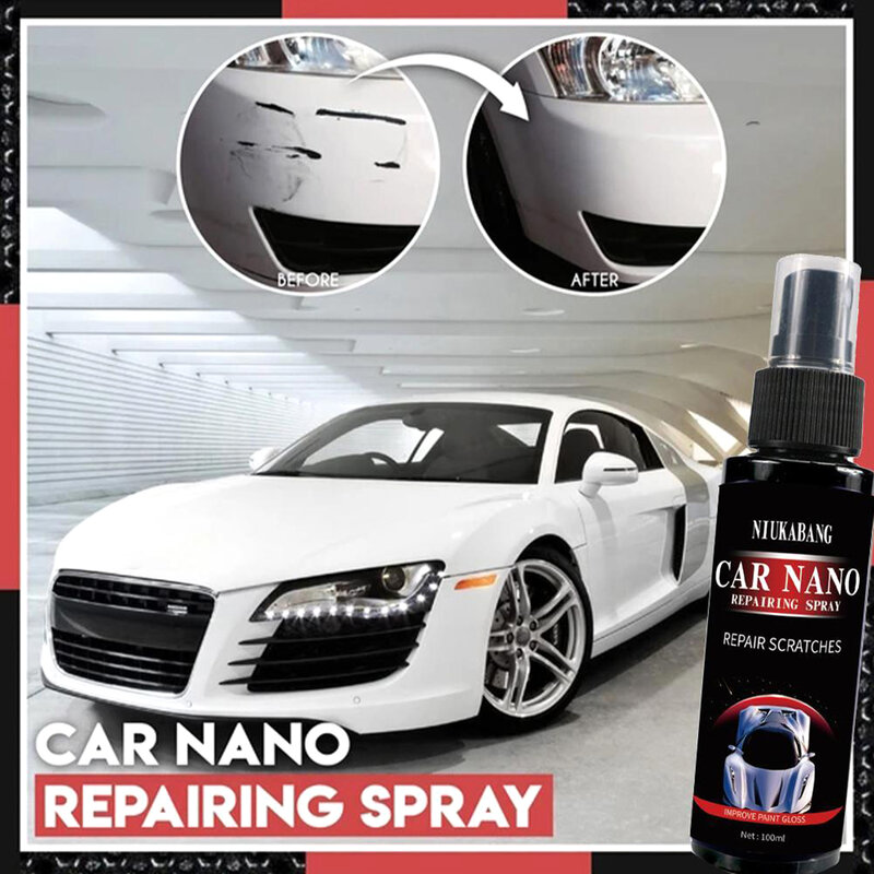 Dissolvant de rayures de voiture, Spray de réparation de rayures de voiture Nano Spray à main dissolvant de rayures profondes voiture facilement et instantanément réparer les rayures automobiles