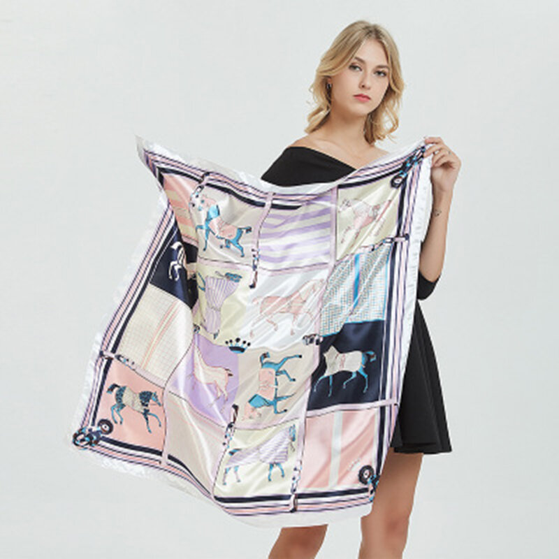 Mode Winter Seide Baumwolle Schal für Frauen 2020
