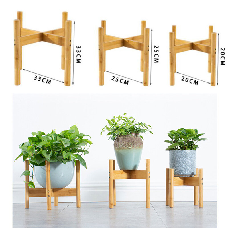 Soporte portátil para flores de bambú, maceta duradera de cuatro patas, soporte antideslizante para maceta de plantas