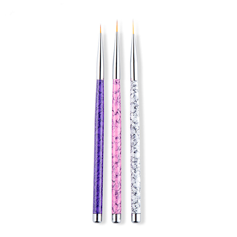 3 pcs / set Acrylic French Stripe Nail Art Liner Brush Set 3D Tips Manicure Ultra-thin Line Drawing Pen UV Gel Brushes Painting