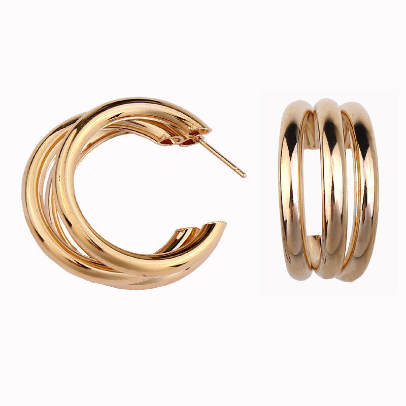 Актуальные женские серьги-кольца в Корейском стиле, элегантные петли из металла цвета винтажное золото, модные аксессуары, 2020