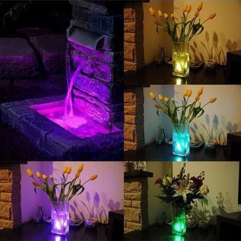 Погружные светодиодные RGB-лампы с дистанционным управлением, цветные водонепроницаемые светильники с основанием для вазы, для украшения ро...