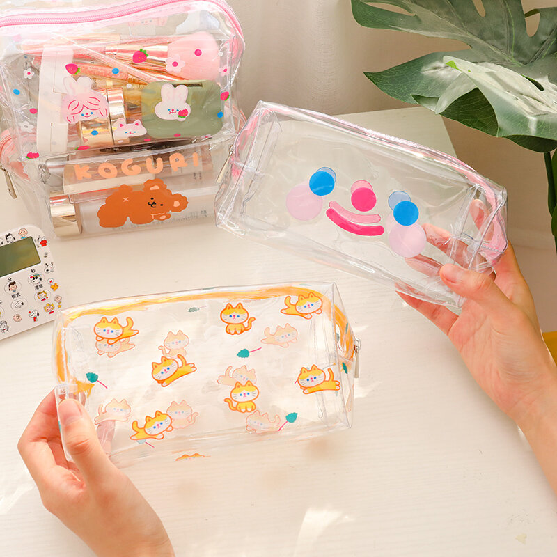 Cosmetic Bags Women Cartoon Pattern Transparent Toiletry Large Capacity Make Up Lovely Womens Waterproof Travel Storage Cases