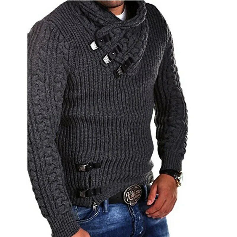 Suéter de punto para hombre, prenda de vestir masculina, Estilo Vintage, cálido y a la moda, informal, de tejido sólido