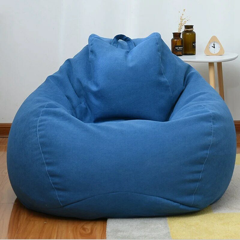 Linen Cloth Chairs Lounger Seat Bean Bag Pouf Puff Couch Tatami for Living Room Without Filler Large Small Lazy Sofas Cover