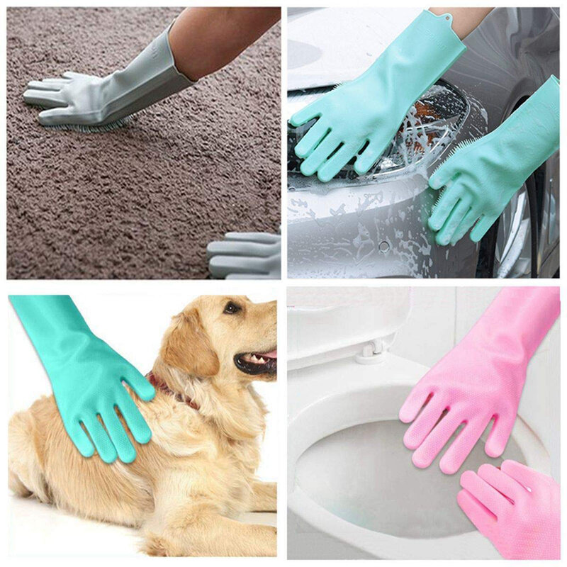 1 Pairs Dishwashing Cleaning Gloves Magic Silicone Rubber Sponge Household Scrubber Kitchen Clean Tools Dropshipping Kitchen