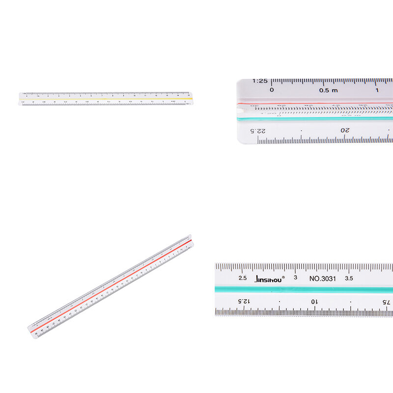 1PC Multifunctional Design Plastic Multi-scale Ruler Triangular Scale Ruler Measurement