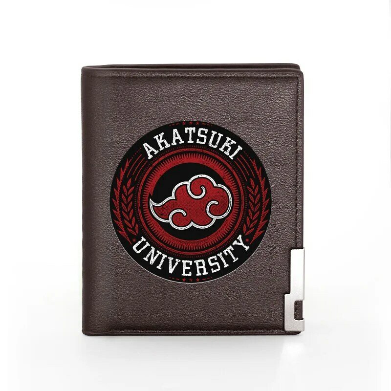 Высококачественный кожаный мужской кошелек с принтом символа японского аниме Akatsuki University, держатель для кредитных карт, короткий тонкий кош...
