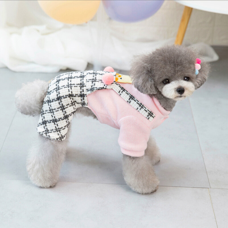 Cocok untuk Pakaian Anjing Peliharaan Kecil Pakaian Musim Gugur dan Musim Dingin Jaket Anjing Hangat Berkaki Empat