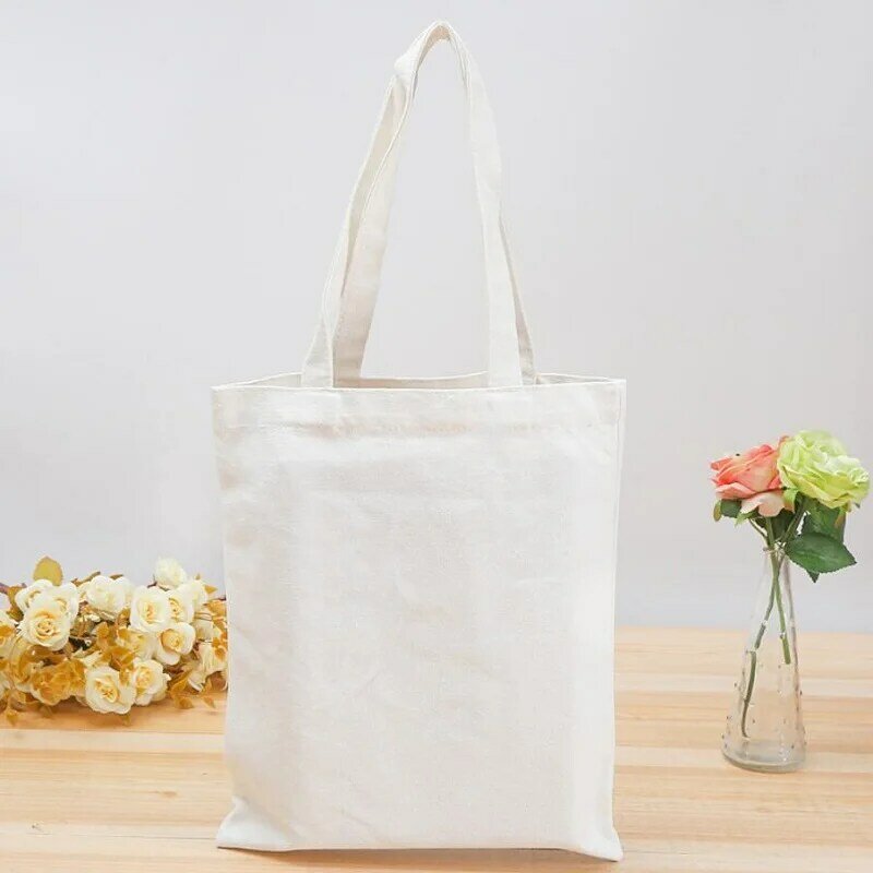 Conjunto de 5 uds. De bolsas de lona plegables de 22x25cm para hombre y mujer, bolso de mano de algodón ecológico, diseño Original en blanco, DIY