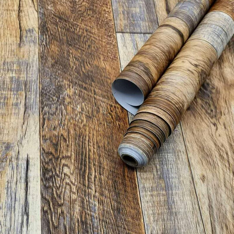 LUCKYYJ-papel tapiz de tablones de madera autoadhesivo, película de revestimiento de pared de vinilo extraíble para decoración del hogar, color marrón, Shiplap