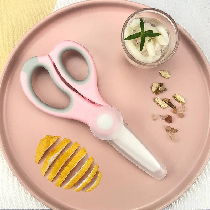Baby Food Mills Ceramic Scissors Portable Infant Feeding Aid Scissors with Shear Case Food Scissors Baby Supplies Baby Tableware