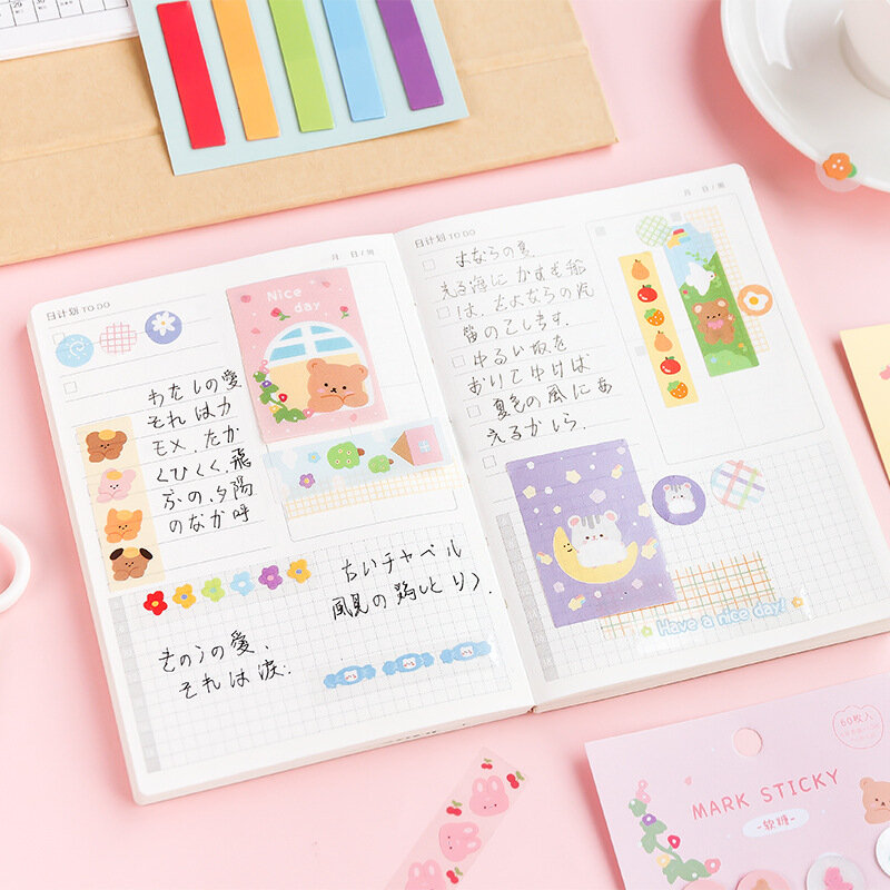 Bubble Kawaii Cartoon Index Sticker DIY Novelty Sticky Notes Planner Stickers Page Diary Scrapbooking Album Stickers 12 Designs