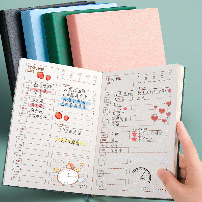 Daily Plan การจัดการเวลาวันตารางการเรียนรู้นักเรียน Self-Discipline Notepad Planner Schedule Planner Organizer Book