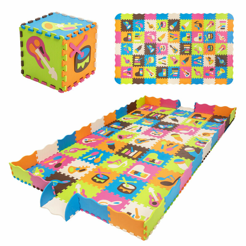 Babyjoy 125 pezzi tappetino da gioco ad incastro in schiuma per bambini con stili di strumenti di recinzione HW70220