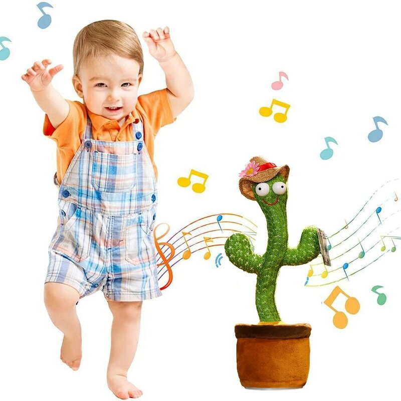 Dancing cactus talking cactus farcito peluche giocattolo elettronico con canzone peluche cactus giocattolo in vaso giocattolo per la prima educazione per i bambini