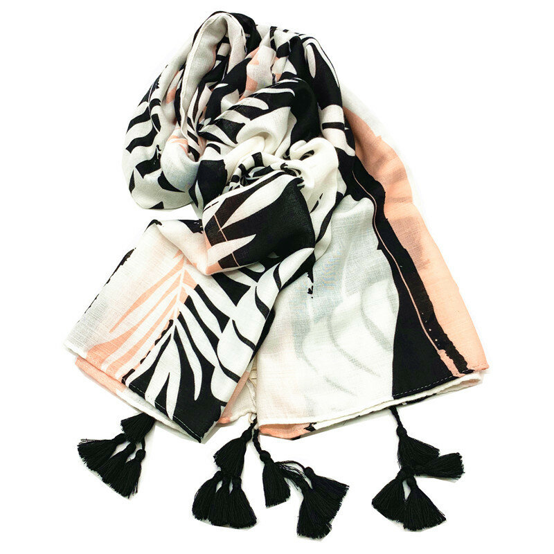 Новые Модные осенние искусственные шали и шарфы с цветочным рисунком и кисточками для пляжа, женские шарфы, мусульманский хиджаб