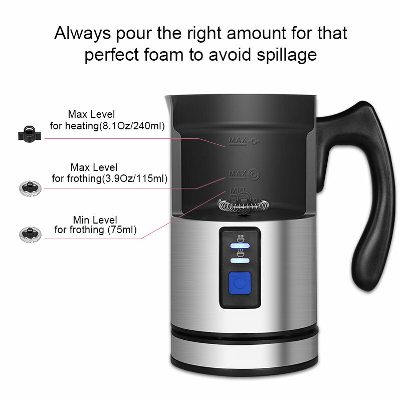 BioloMix Frother นมไฟฟ้า Steamer Steamer ครีมนมเครื่องทำน้ำอุ่นกาแฟโฟมสำหรับ Latte Cappuccino ช็อกโกแลตร้อน