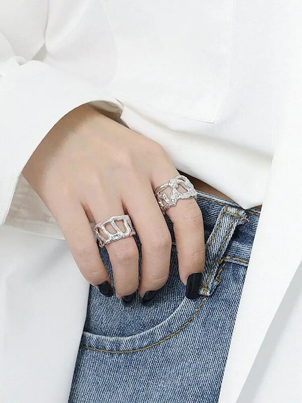 S'STEEL Sterling Silber 925 Minimalismus Design Von Höhlte Heraus Resizable Ring Für frauen Luxus Hochzeit 2021 Trend Edlen Schmuck