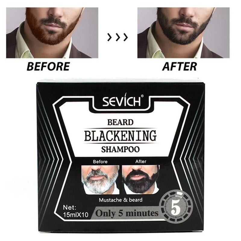 1/10Pcs Blackening Baard Shampoo Voor Mannen Baard Coloring Dye Crème Snel Blackening Voedende Snor Shampoo
