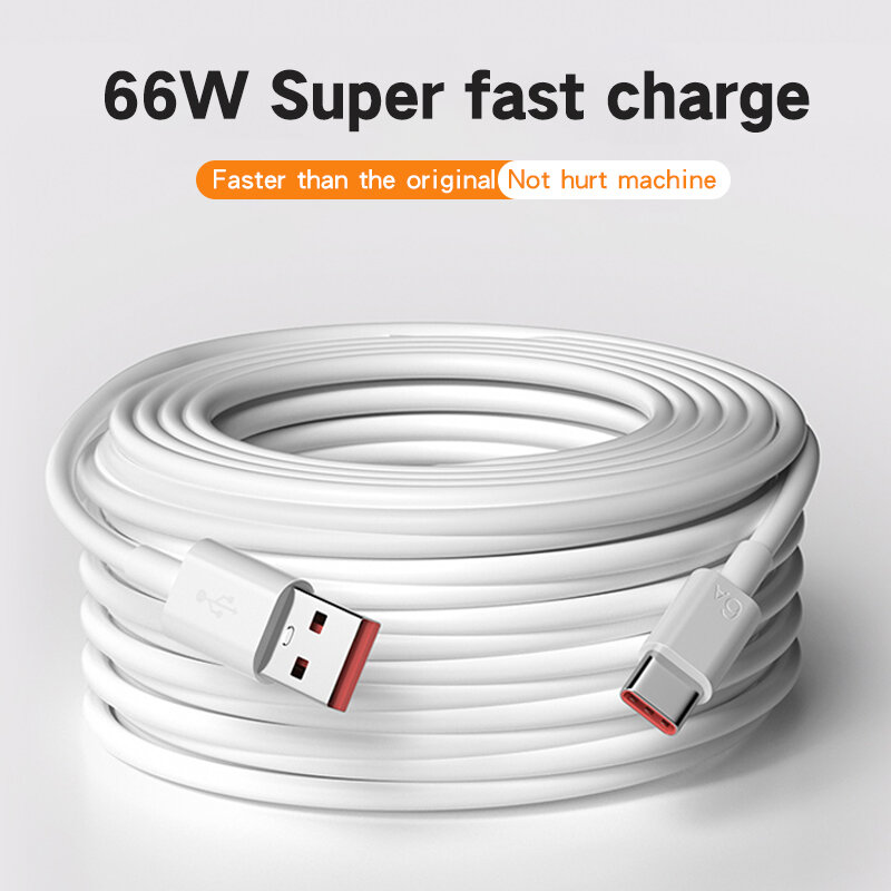 Кабель USB Type-C 6A 66W SCP для Huawei Mate 40 Pro 5A, кабель для быстрой зарядки USB C, зарядный кабель, шнур для передачи данных для Xiaomi Samsung OPPO 1/2/3M