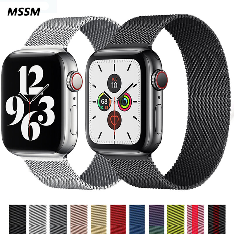 Tali Logam untuk Apple Watch Band 44Mm 40Mm IWatch Seri 42Mm 38Mm Gelang Baja Tahan Karat Loop Magnetik Apple Watch 345 6 7 Se
