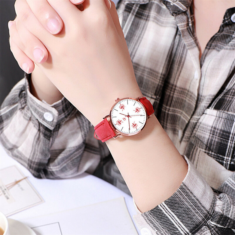 Reloj de pulsera analógico de cuarzo para Mujer, cronógrafo deportivo de cuero, informal, con flor Simple, regalo, XQ, 2020