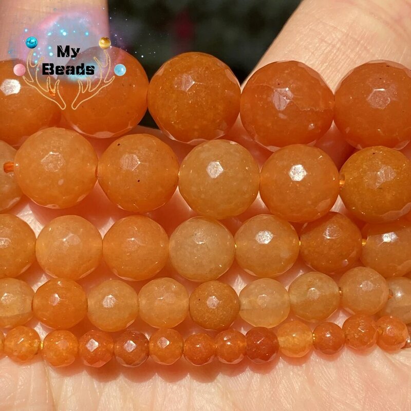 Faceted Natural Red Aventurine Stone Beads Round Loose Spacer Beads For Jewelry Making Diy Necklace Bracelet Charm 4 6 8 10 12mm