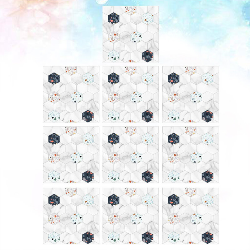 10 Buah Gaya Nordic Chic Stiker Ubin Kristal Perekat Diri Tahan Air Latar Belakang Stiker Lantai untuk Kantor Rumah Kamar Mandi Ki
