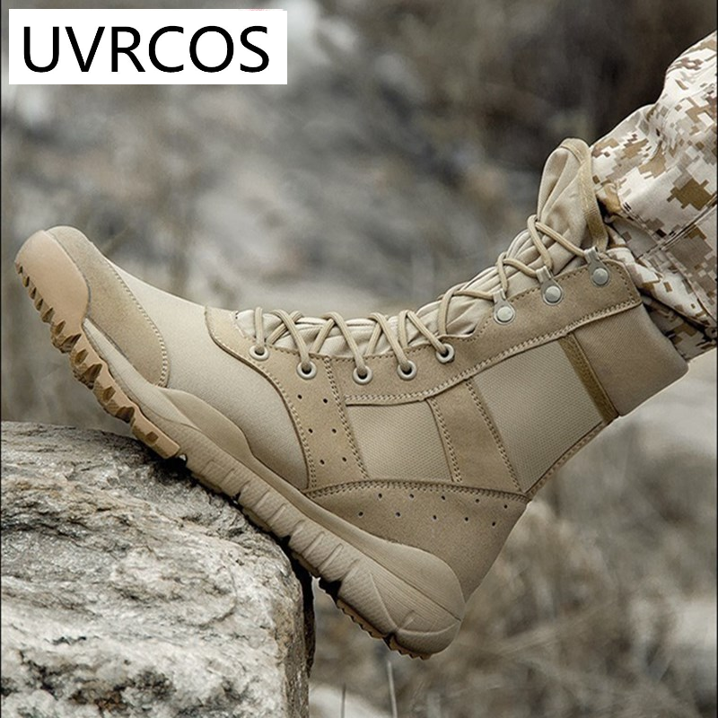 Ultrallight sapatos de escalada ao ar livre treinamento tático botas do exército verão malha respirável caminhadas desert boot masculino feminino 35 -47 tamanho