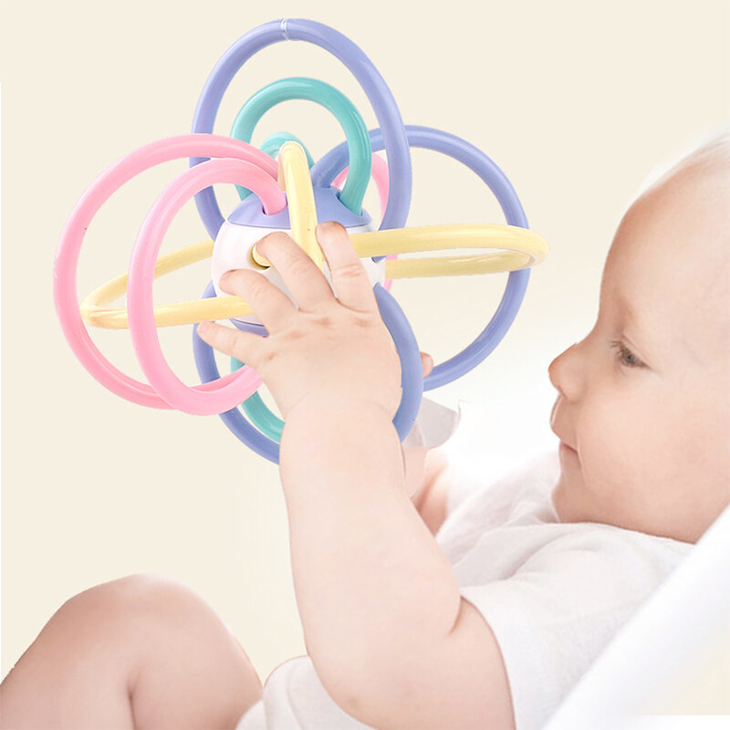 0-12เดือนทารกแรกเกิดพัฒนา Ball ปลอดภัย Soft Teething ของเล่นพลาสติก Hand Bell Early การศึกษา Rattle Teether Baby ของเล่น