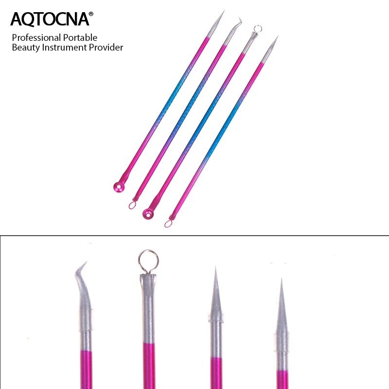 AQTOCNA-limpiador de poros con aguja, removedor de espinillas y acné, Extractor de imperfecciones, herramientas de belleza para el cuidado de la piel Facial, 4 unids/set por juego