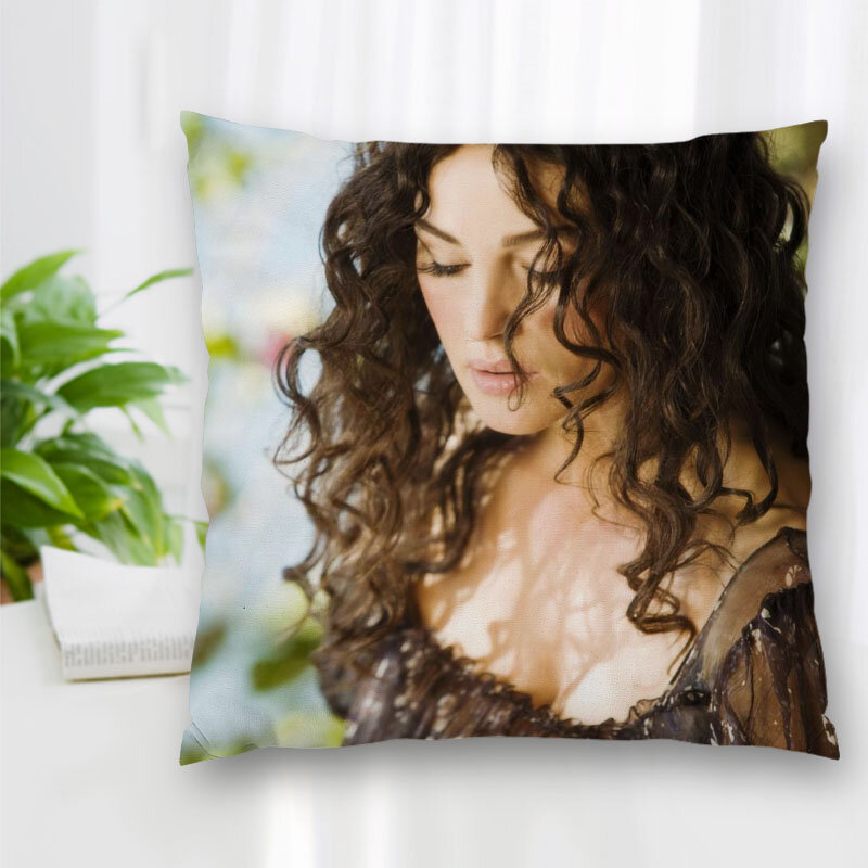 Funda de almohada personalizada del Actor Monica Bellucci, fundas de almohada decorativas de poliéster con cremallera, funda de almohada cuadrada de 40x40cm